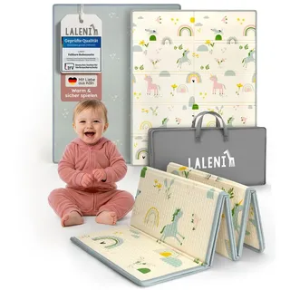 Laleni Spielmatte Krabbelmatte Baby, wasserdichte Spielmatte faltbar - Indoor & Outdoor, isolierende Spielmatte Kinder - weich & schützt vor kaltem Untergrund beige 120 cm x 150 cm x 1 cm