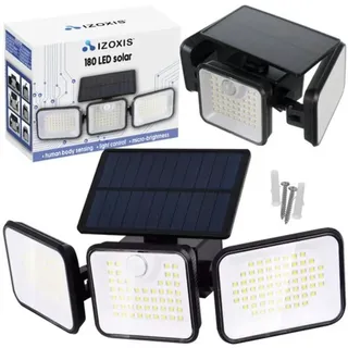 izoxis Solarleuchte Edelstahl, Kunststoff 180 LED inkl. Dämmerungssensor schwarz
