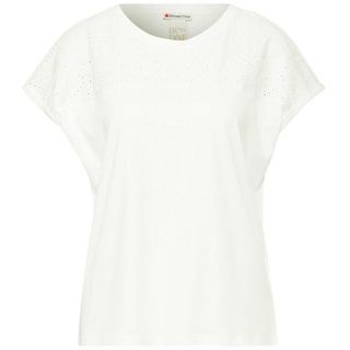 STREET ONE Kurzarmshirt - Damen Sommer Shirt kurzarm - T-Shirt mit Stickerei weiß 38Schneider Fashion Store