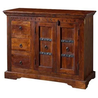 Landhaus Kolonial-stil Kommode dunkel Holzkommode Sideboard Akazie Holz massiv