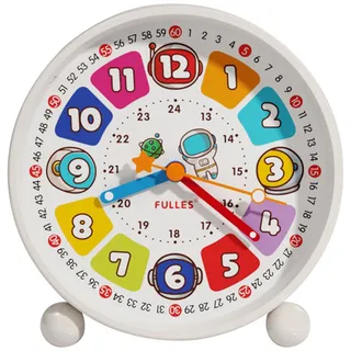 GDWD Wecker Kinder für Jungen Mädchen, Kinderwecker Digital Ohne Ticken, Lernwecker Lernuhr Weckuhr Kinderuhr Snooze Analog Lichtwecker, Quarzwecker mit Nachtlicht, Batteriebetrieben Weckuhr (Weiß)