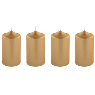 FINK 4 Stumpenkerzen CANDLE metallic Höhe 15cm, Ø 8cm