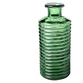 Glasvase Channel Bottle 21cm. Blumenvase aus Glas, Flasche, geriffelt mit Wellen GRÜN