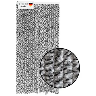 Lemodo Flauschvorhang 90x200cm schwarz-silber-weiß meliert, Fliegenschutz, Türvorhang Wohnwagen