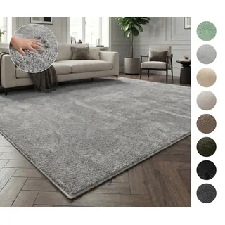 OTTO home Teppich Cali, in Standard- und Premium-Qualität, 13 mm oder 16 mm Höhe, rechteckig, Uni-Farben, kuschelig, & weich, waschbar, Wohnzimmer, Schlafzimmer grau 180 cm x 230 cm