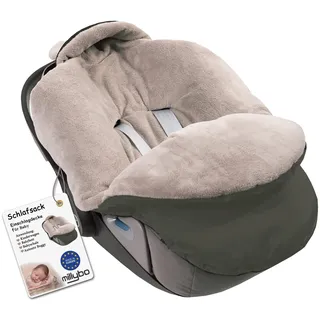 millybo Fußsack Baby Einschlagdecke für Winter geeignet für Kinderwagen Babyschale Babybett Autositz Buggy (Nylon Olive- Minky Latte 607.001)
