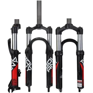 FukkeR 20 Zoll Fahrrad Mechanische Federgabel 1-1/8 Gerader Gabelschaft City Bike Trekking Vorderrad Gabel Federweg 100mm 9 × 100 QR Scheibenbremse Stoßfest
