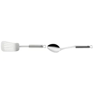 WMF Profi Plus Pfannenwender 32,2 cm, Bratenwender, Cromargan Edelstahl teilmattiert & Profi Plus Servierlöffel 32 cm, Vorlegebesteck, Cromargan Edelstahl teilmattiert, spülmaschinengeeignet