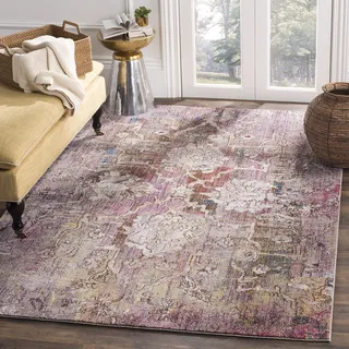 SAFAVIEH Traditionell Teppich für Wohnzimmer, Esszimmer, Schlafzimmer - Bristol Collection, Kurzer Flor, Rosa und Grau, 155 X 229 cm