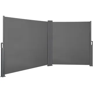 Seitenmarkise Wandmarkise Sichtschutz 2-seitig je 3 x1,5m Anthrazit 6 x 1,50 m