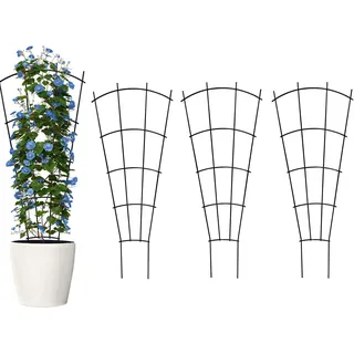 Thealyn Rankgitter Metall 4er Set, 109 x 43 cm | große Rankhilfe für Kletterpflanzen, Pflanzenspalier für Garten, Terrasse, Hochbeet und Pflanzkübel, Schwarz