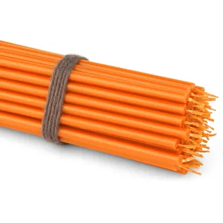 NKlaus 50x Stabkerzen Orange 16 cm Dünne Paraffinkerzen rußfrei & tropffrei Lange Brenndauer Orange Kerzen für Herbst, Deko & Feier 36109