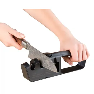 Rosenstein & Söhne Messerschaerfer: Diamant-Messer- & Scherenschärfer, 2-stufig, Schleifwinkel einstellbar (Messerschärfer für Japan-Messer, 2-Phasen-Messerschärfer, Schere)