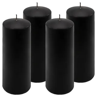 Stumpenkerze schwarz Höhe 20 cm Ø 7,5 cm lange Brenndauer Rund-Kerze Säulenkerzen Kerzen-Deko Tafelkerzen Weihnachts-Kerzen Hochzeit (4)