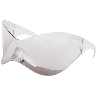 LJCZKA Randlose y2k Sonnenbrille für Damen und Herren, Futuristische Wrap Around Sonnenbrille Groß Sport Katzenaugen Brille mit Schild UV-Schutz - Grande Taille