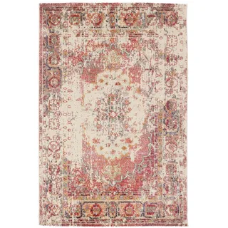 RugVista AVA Teppich, 200 x 300 cm, Coral/Beige | Vintage, Rechteckig, Niedriger Stapel, Nur chemische Reinigung, Oeko-Tex 100, Wohnzimmer, Esszimmer, Schlafzimmer