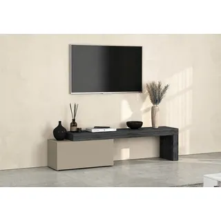 Lowboard OTTO HOME "Lowboard Chronos TV-Board, TV-Schrank", beige (taupe, schiefer), B:220cm H:51cm T:40cm, Holzwerkstoff, Sideboards, Lowboard, Breite 220 cm TV-Board,Lowboard,1 Klappe und ein L-Förmiger Aufsatz
