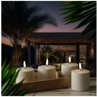 UYUNI Lighting LED-Kerze Stumpenkerzen aufladbar 4Stück mit Ladestation/Fernb. Außen Tisch Deko, LED Classic, warmweiß (2100K bis 3000K) weiß