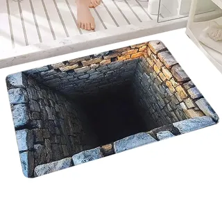 Pruojhw 3D Teppich Optische Täuschung,Fußmatte Personalisiert,3D Teppich rutschfeste Fußmatten,Der Wie EIN Loch Im Boden Aussieht Für Eingangsbereich Küche Badezimmer Wohnzimmer