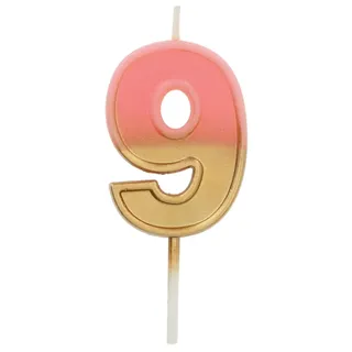 Folat 24219 Kuchen Kerze Retro Ziffer/Zahl 9 Pink - 5 cm Geburtstagskerzen für Geburtstag, Geburtstagsdeko, für Kinder Partys, Hochzeiten, Firmenfeiern, Jubiläen