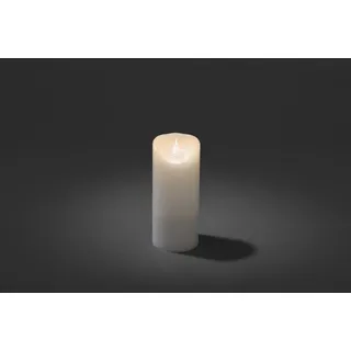 KONSTSMIDE LED Echtwachskerze, weiß, 3D Flamme, Ø 7,5 cm, Höhe: 17,5 cm, Timer, LEDs warm, 832101