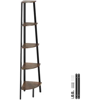 Tectake Eckregal 34 x 34 x 158,5 cm Dunkelbraun
