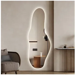 WDWRITTI Ganzkörperspiegel Led 165x60 165x50 150x50cm Spiegel Wandspiegel mit Beleuchtung (Flurspiegel Rund Bogen modern, Flur, Garderobe, Wohnzimmer, für Schlafzimmer, Hotel), 3Lichtfarben, Dimmbar, Speicherfunktion bunt asymmetrisch TYP6 | 60 cm x 165 cm