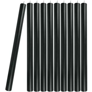 10 Stabkerzen Schwarz Durchgefärbt 29 cm Lang Tropffrei Premium