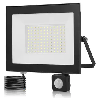 Dibaful 100W LED Strahler mit Bewegungsmelder Außen | Außenstrahler Scheinwerfer Aussen | Warmweiß 3000K IP66 Wasserdicht Fluter für Garten Garage Sportplatz