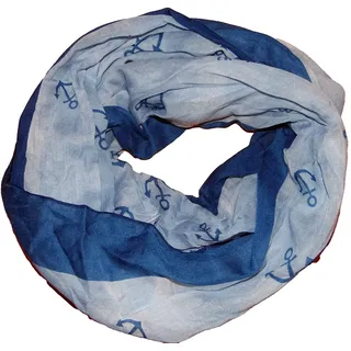 Damen Halstuch/Schal/Loopschal/Damen-Accessoires/martimes Muster/Ankermotiv/INSTYLE/Top Trend/osters muschel.sammler-shop (Loop blau)