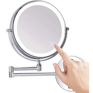 Loywe Beleuchtet Kosmetikspiegel 10-Fach mit Beleuchtung LED Wandmontage Touchscreen für Badezimmer, Kosmetikstudio, Spa und Hotel EU Plug, LW70