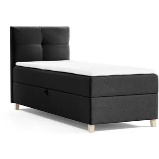 beautysofa Polsterbett, Schwarz, Textil, 90x200 cm- Schlafzimmer, Betten, Polsterbetten