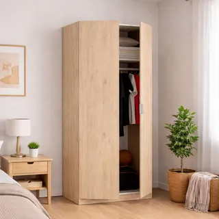Dmora - Kleiderschrank 2 Türen Giovo, Kleiderbügel für Schlafzimmer, Mehrzweckschrank, 81x52h184 cm, Eiche