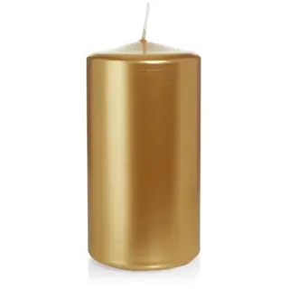 Wiedemann Kerzen Gold Stumpenkerzen lackiert in Cello 150 x 80 mm, 6 Stück