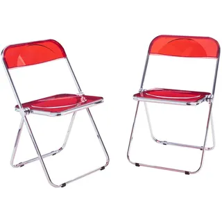 [en.casa] Klappstuhl Pornainen 2er Set Rot, transparent
