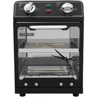 600W Hochtemperatur-Sterilisator, 8L Große Kapazität Autoklav, 0-220°C Heißluftsterilisator Desinfektion Werkzeuge mit einem Fach, Temperaturregelung und Timer, für Schönheitssalons, Zahnkliniken