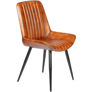 Casa Moro Polsterstuhl Stuhl Esszimmer Leder Braun Industrial Chic (Echtleder Konferenzstuhl auch als 2er, 4er & 6er Set), Polsterstuhl Lederstuhl Esszimmerstuhl braun