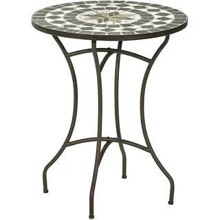 Dehner Gartentisch Diana, Ø 60 cm, Höhe 72 cm, Metall, mosaikoptik, braun/grau/weiß