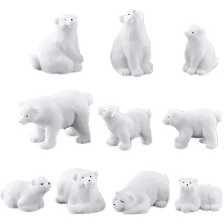 Toyvian 10 Stücke Eisbär Figur Klein Realistisch Tierfiguren Miniatur Weihnachten Figuren Mini Bär Mikrolandschaft Bonsai Feengarten Weihnachten Festival Dekoration Geschenk Gemischter Stil