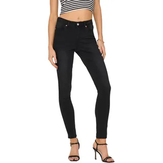 Only Damen Jeans ONLWAUW MID SK BJ1097 Skinny Fit Skinny Fit Schwarz 15230459 Normaler Bund Reißverschluss S - 34