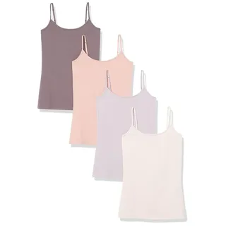 Amazon Essentials Damen Slim Fit Camisole 4er Pack, Camel/Chocolate/Hellbeige/Flieder, Large