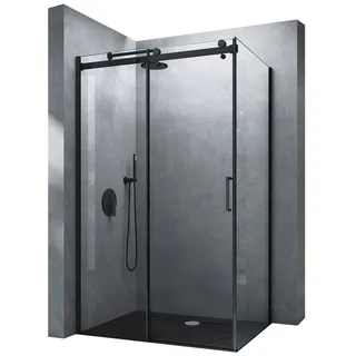 mai & mai Duschkabine mit Schiebetür 90 x 100 cm Schwarz Sicherheitsglas Duschwanne