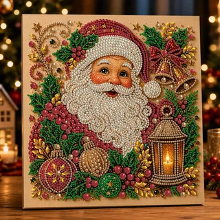 Reofrey Perlen Diamond Painting Erwachsene Noël, DIY Diamond Painting Set 30 x 30 cm, Niedliches Weihnachten Pearl Art Kits, Noël Dekoration, Hiver, Geschenk für Anfänger