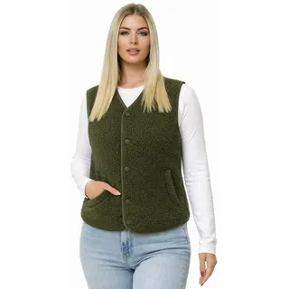 Worldclassca Fellimitatweste Worldclassca Teddy Weste Warm Kuschelig Kurz Herbst Winter Ärmellos Neue Kollektion - Stilvolle und gemütliche Mode für Damen grün