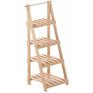 COSTWAY Klappbare Blumentreppe, Leiterregal mit 4 Regalböden, Blumenregal aus Tannenholz, Pflanzenleiter