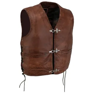 Alpha Speeds Motorradweste Lederweste Herren Motorrad Leder Weste Biker Kutte Club Custom XL