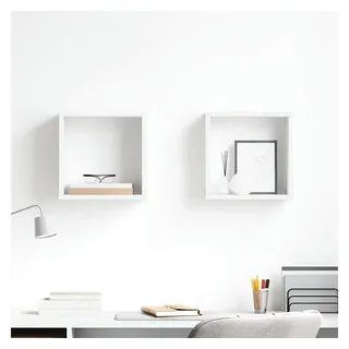 furnicato Wandregal Wand-Würfelregal-Set 30x15x30 cm Weiß aus Holzwerkstoff, 2-tlg., Stabile Schweberegale mit Ablage für Dekoartikel im Wohnzimmer weiß 30 cm x 30 cm x 15 cm