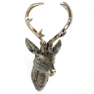 Lex Hirschgeweih Hirschkopf Wanddeko Dekoration Wandschmuck Figur Geweih Bronze 20x30cm