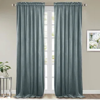 StangH Samtvorhänge, blau (Stone Blue), verdunkelnd, Sichtschutz, Raumteiler, Thermisch isoliert, für Kinderzimmer, Büro und Schrank, B 132,1 x L 228,6 cm, 2 Paneele