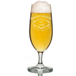 polar-effekt Leonardo Biertulpe 0,3 Liter mit Gravur - personalisiertes Bierglas - für Pils, Lager und Craft Bier geeignet - Geschenk zum Geburtstag